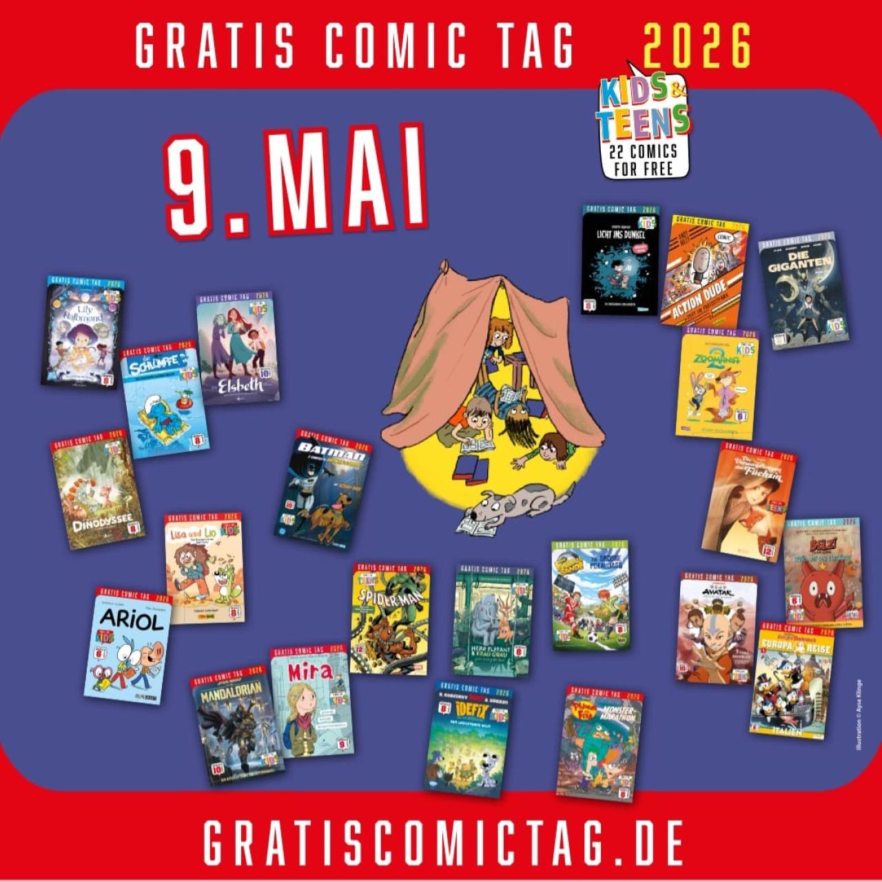 Plaktat mit Cover der Comics